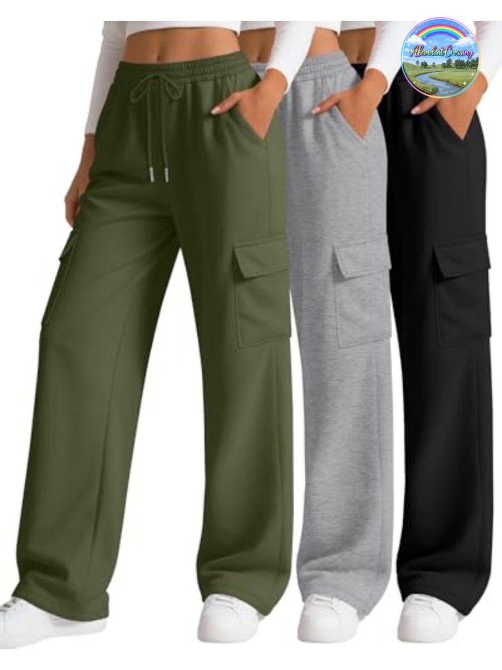 Women's Baggy Wide Leg Cargo Sweatpants Joggers with Pockets